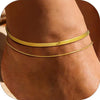 Women's Stainless Steel Double Layer Anklet With Snake Bone And Paperclip Chain Geometric Simple Casual Foot Jewelry