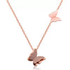 Women's Stainless Steel Double Layer Butterfly Pendant Necklace With Electroplated Ochain Design Fairy Style Jewelry