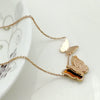 Women's Stainless Steel Double Layer Butterfly Pendant Necklace With Electroplated Ochain Design Fairy Style Jewelry