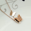 Women's Stainless Steel Double Layer Butterfly Pendant Necklace With Electroplated Ochain Design Fairy Style Jewelry