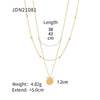 Women's Stainless Steel Double Layer Disc Pendant Necklace With 18K Gold Plated Electroplated Bead Chain And Geometric Design