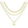 Women's Stainless Steel Double Layer Initial Disc Pendant Necklace With Letter Design Electroplated Casual Jewelry