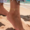 Women’s Stainless Steel Double Layer Letter Anklet With Millet Beads And Gold Tone Finish Simple Fashion Foot Jewelry