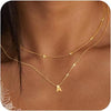 Women's Stainless Steel Double Layer Letter Pendant Clavicle Necklace Electroplated Light Luxury Layered Chain