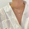 Women's Stainless Steel Doublelayer Stacked Snake Bone Chain Necklace With Geometric Design And Electroplating Treatment