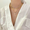 Women's Stainless Steel Doublelayer Stacked Snake Bone Chain Necklace With Geometric Design And Electroplating Treatment