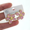 Women's Stainless Steel Drip Oil Flower And Butterfly Geometric Earrings With Petal Design Western Style Fashion Jewelry