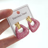 Women's Stainless Steel Drip Oil Flower And Butterfly Geometric Earrings With Petal Design Western Style Fashion Jewelry