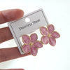Women's Stainless Steel Drip Oil Flower And Butterfly Geometric Earrings With Petal Design Western Style Fashion Jewelry