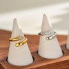 Women's Stainless Steel Drop Shape Geometric Open Ring With Rhinestone Inlay And 18K Vacuum Electroplated Finish