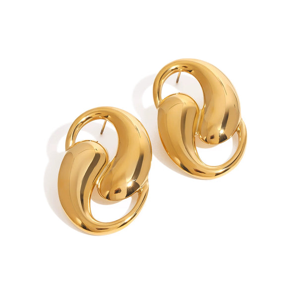 Women's Stainless Steel Drop Shaped Hollow Electroplated Earrings Jewelry