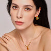 Women's 316L Stainless Steel Earrings And Necklace Combination With Square Card Lettering Pendant In Ins Wind Electroplated