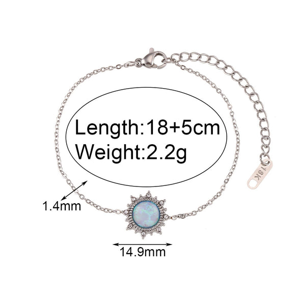 Women's Stainless Steel Earrings Bracelet Necklace Set With Round Sun Shape And Stars Sun And Moon Clouds Universe Patterns Electroplated