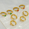 Women's 316L Stainless Steel Earrings 18K Gold Plated With Geometric Design Inlaid With Color Zircon