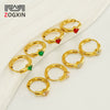 Women's 316L Stainless Steel Earrings 18K Gold Plated With Geometric Design Inlaid With Color Zircon