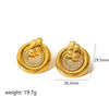 Women's Stainless Steel Earrings With Diamond And Geometric Design