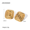 Women's Stainless Steel Earrings With Geometric Rectangular Spiral Pattern And Vortex Shape Electroplated