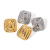 Women's Stainless Steel Earrings With Geometric Rectangular Spiral Pattern And Vortex Shape Electroplated
