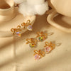 Women's Stainless Steel Earrings With Heart And Bow Pattern High Sense Style Electroplating Process