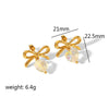 Women's Stainless Steel Earrings With Heart And Bow Pattern High Sense Style Electroplating Process