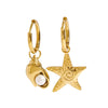 Women's Stainless Steel Earrings With Pearl Inlaid Starfish And Conch Light Luxury Style Geometric Pattern Hammered Electroplated