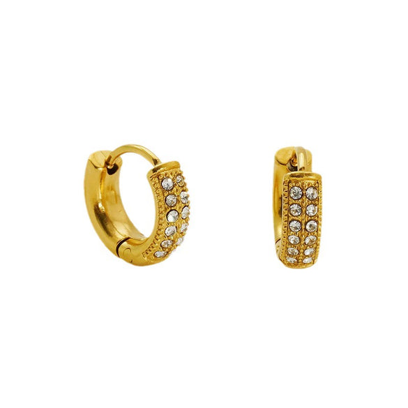Women's 316L Stainless Steel Earrings With Rhinestone Inlay Heart And Geometric Pattern