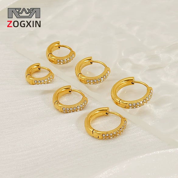 Women's 316L Stainless Steel Earrings With Rhinestone Inlay Heart And Geometric Pattern