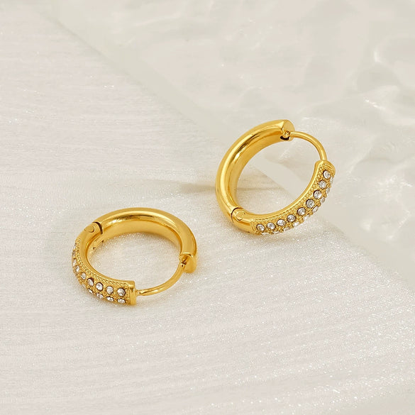 Women's 316L Stainless Steel Earrings With Rhinestone Inlay Heart And Geometric Pattern