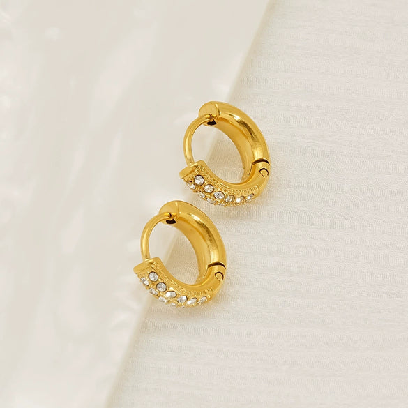 Women's 316L Stainless Steel Earrings With Rhinestone Inlay Heart And Geometric Pattern