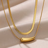 Women's Stainless Steel Eggplant And Water Drop Pendant Ochain Necklace With Electroplating
