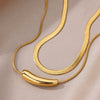 Women's Stainless Steel Eggplant And Water Drop Pendant Ochain Necklace With Electroplating