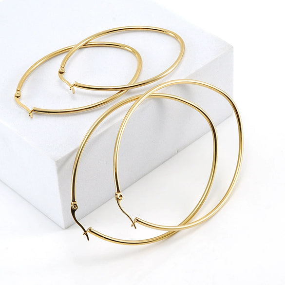 Women's 316L Stainless Steel Eggshaped And Heartshaped Electroplated Geometric Style Fashion Earrings