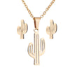 Women's Stainless Steel Electroplated Botanical Leaf Pendant Necklace And Earrings Set