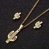 Women's Stainless Steel Electroplated Botanical Leaf Pendant Necklace And Earrings Set