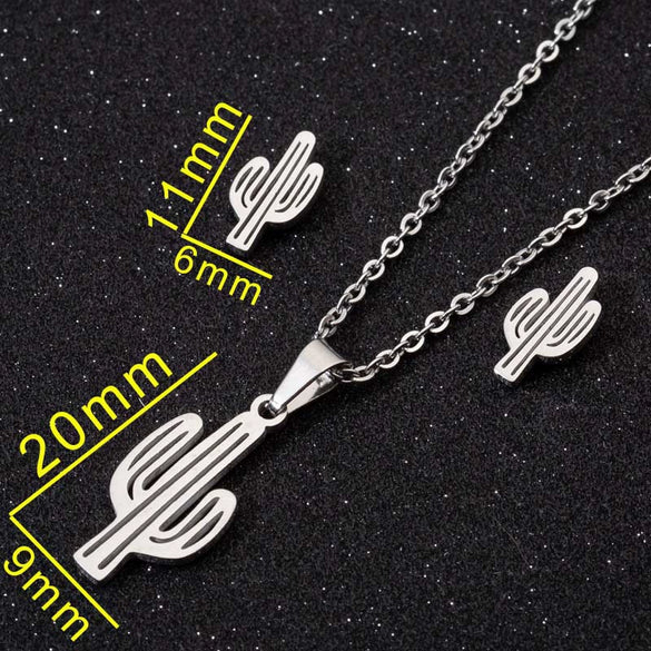 Women's Stainless Steel Electroplated Botanical Leaf Pendant Necklace And Earrings Set