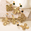 Women's Stainless Steel Electroplated Butterfly And Flower Geometric Earrings With Diamond Accent Irregular Light Luxury Style