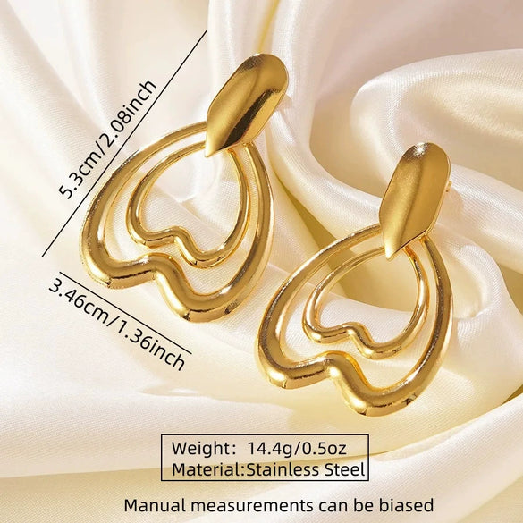 Women's Stainless Steel Electroplated Butterfly And Flower Geometric Earrings With Diamond Accent Irregular Light Luxury Style