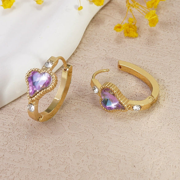 Women's Stainless Steel Electroplated Butterfly And Flower Geometric Earrings With Diamond Accent Irregular Light Luxury Style