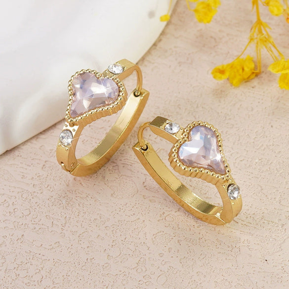 Women's Stainless Steel Electroplated Butterfly And Flower Geometric Earrings With Diamond Accent Irregular Light Luxury Style