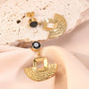 Women's Stainless Steel Electroplated Butterfly And Flower Geometric Earrings With Diamond Accent Irregular Light Luxury Style