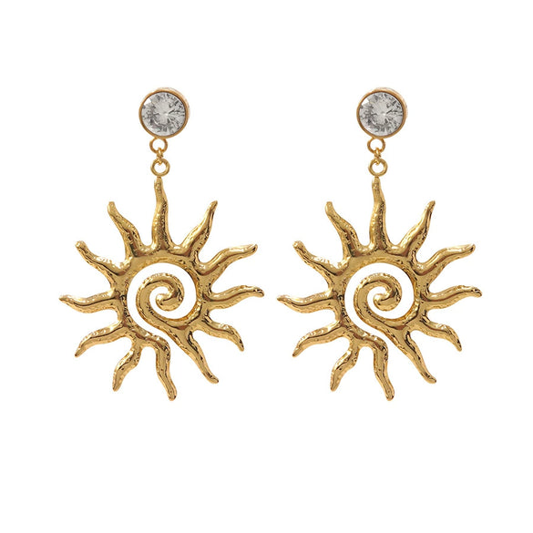 Women's Stainless Steel Electroplated Butterfly And Flower Geometric Earrings With Diamond Accent Irregular Light Luxury Style