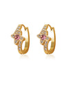 Women's Stainless Steel Electroplated Butterfly And Flower Geometric Earrings With Diamond Accent Irregular Light Luxury Style