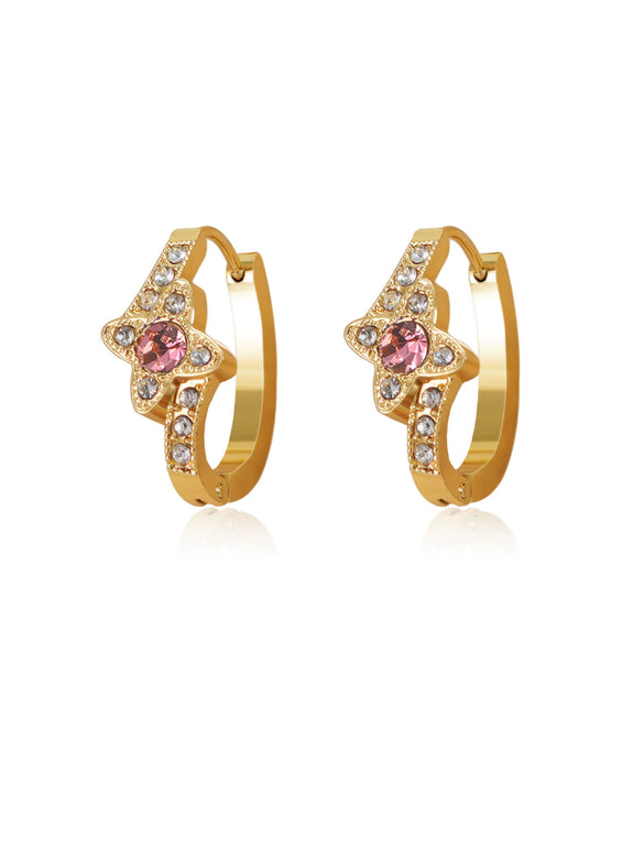 Women's Stainless Steel Electroplated Butterfly And Flower Geometric Earrings With Diamond Accent Irregular Light Luxury Style