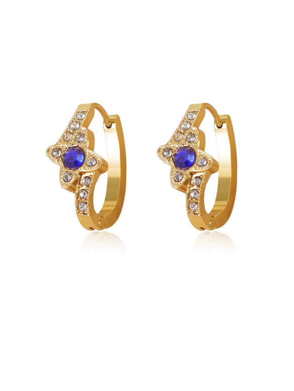 Women's Stainless Steel Electroplated Butterfly And Flower Geometric Earrings With Diamond Accent Irregular Light Luxury Style