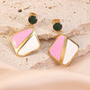 Women's Stainless Steel Electroplated Butterfly And Flower Geometric Earrings With Diamond Accent Irregular Light Luxury Style
