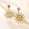 Women's Stainless Steel Electroplated Butterfly And Flower Geometric Earrings With Diamond Accent Irregular Light Luxury Style