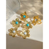 Women's Stainless Steel Electroplated Butterfly Flower Geometric Earrings Jewelry
