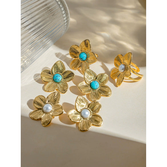 Women's Stainless Steel Electroplated Butterfly Flower Geometric Earrings Jewelry