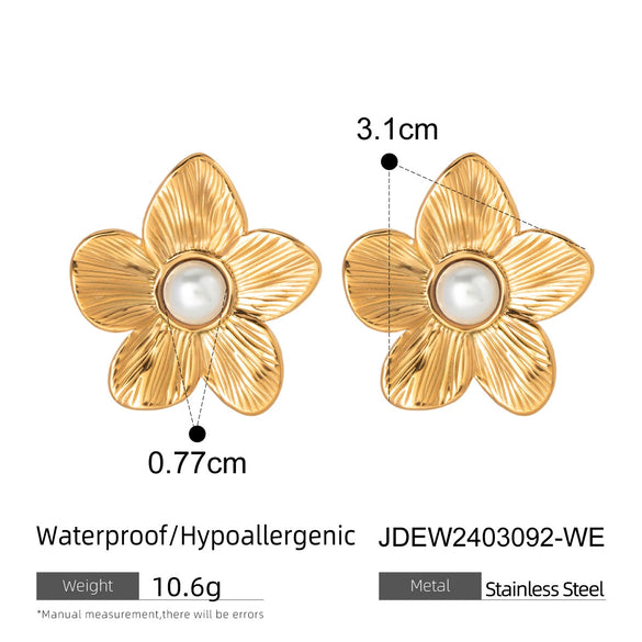 Women's Stainless Steel Electroplated Butterfly Flower Geometric Earrings Jewelry