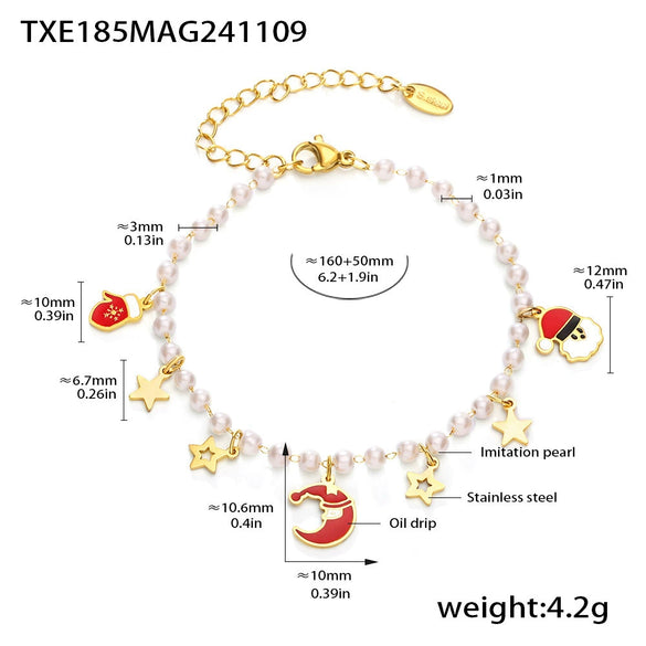 Women's Stainless Steel Electroplated Cartoon Pendant Necklace And Bracelet Jewelry Set With Fashion Design